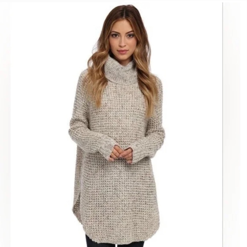 Free People‎ Dylan Tweedy Chunky Knit Cowl Neck Oversized  Sweater XS